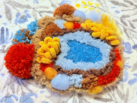 Handmade Tufted Coaster – Colorful Abstract Design